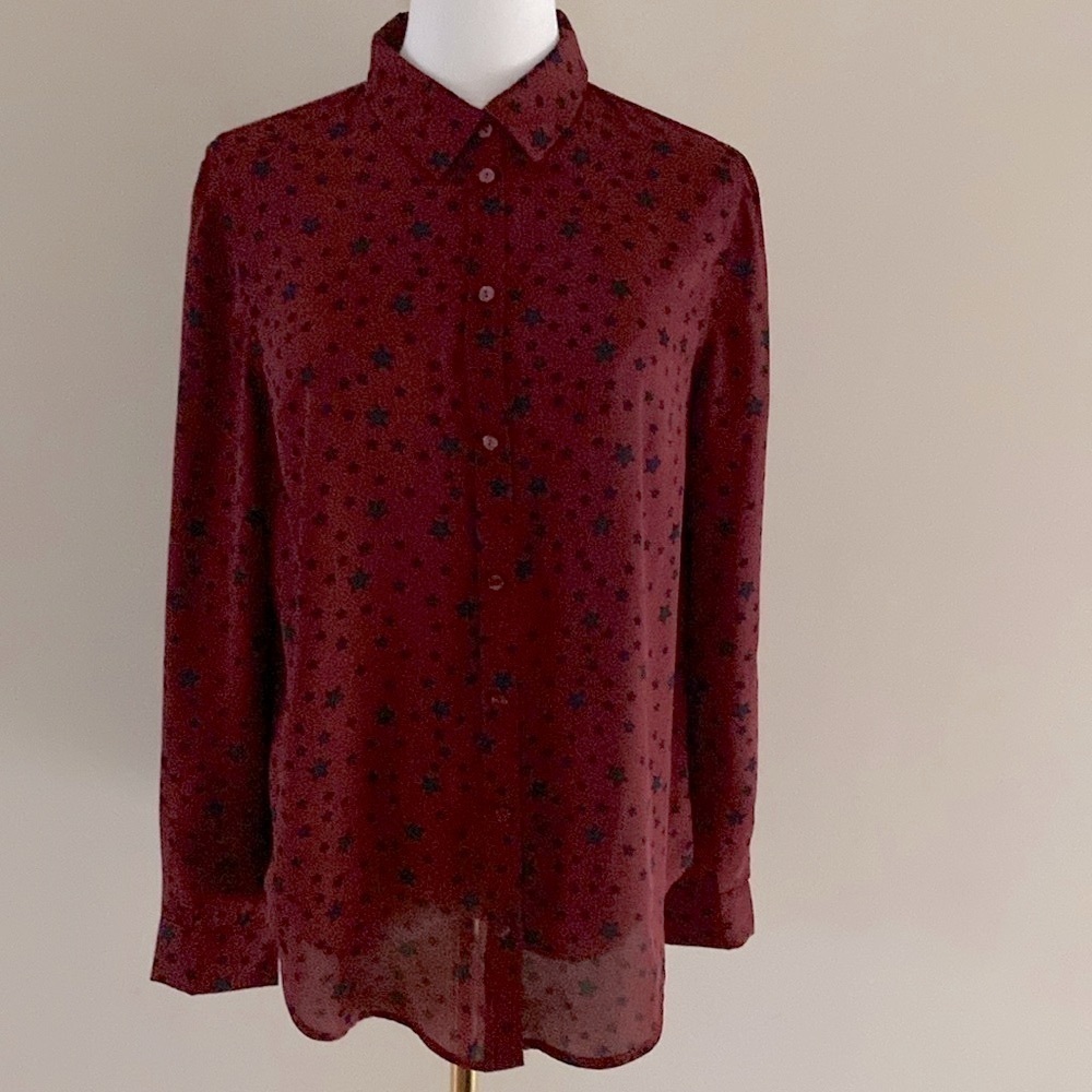 Kookai Star Print Button Down Blouse
